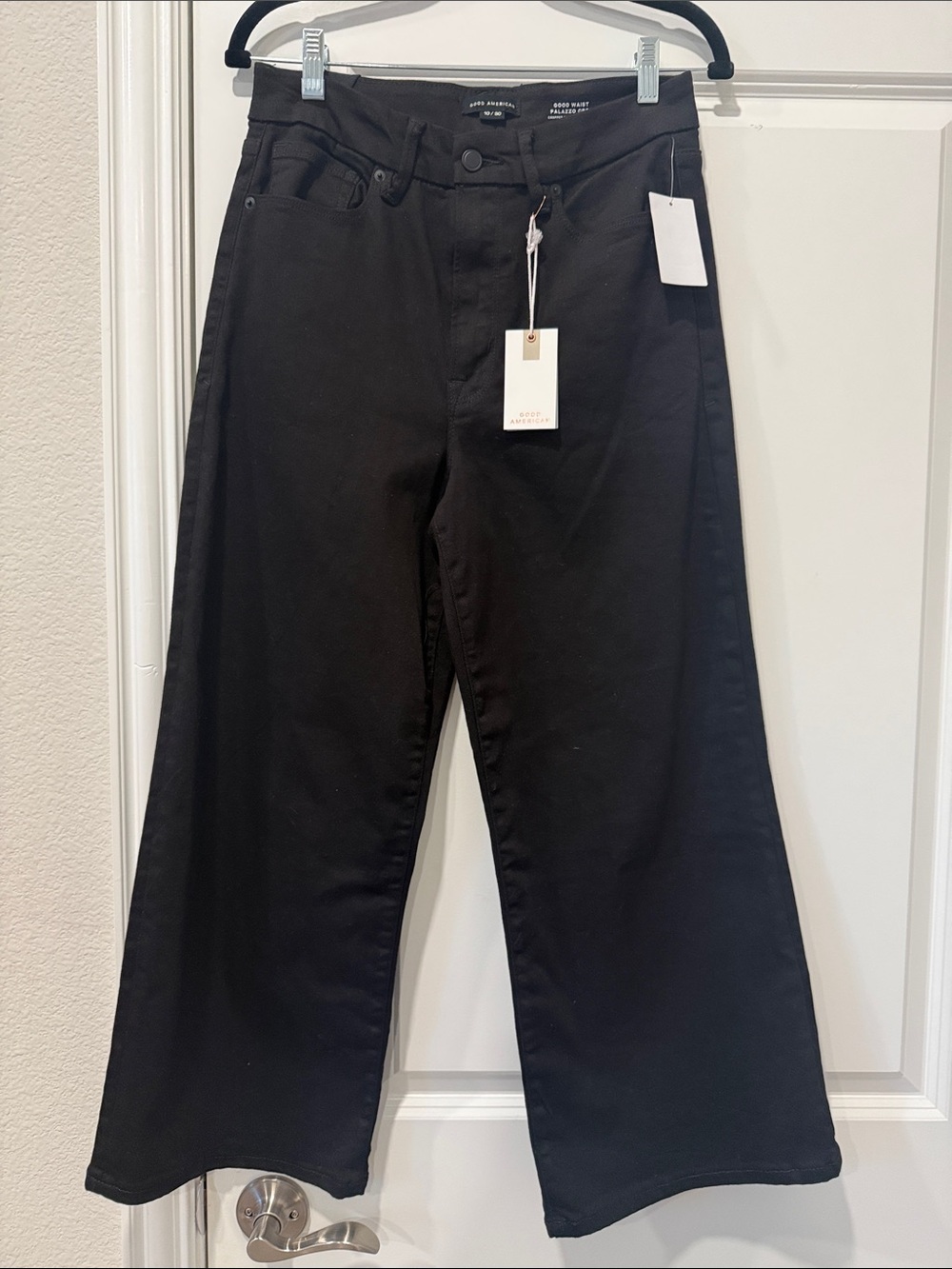 Good American Good Waist Palazzo Cropped High-Rise Wide Leg 26 1/2” inseam Sz 10